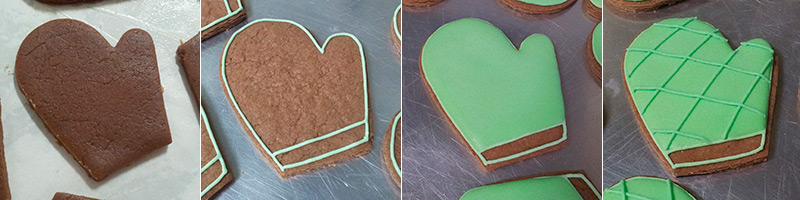Biscoitos Decorados Ch de Cozinha Verde e Rosa